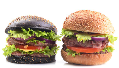White and black hamburger on a white background