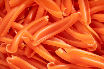 Detailed and large close up shot of strozzabretti noodles.
