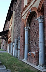 Italy, Milan: Foreshortening of Sforzesco Castle.