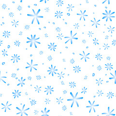 Vector seamless pattern from snowflakes in doodle style. Winter, christmas, new year background and texture. Snowfall, falling snow, blizzard