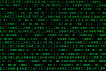 Binary Code on a monitor, seamless repeating binary code with green text on black background.