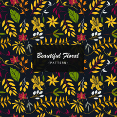 Beautiful floral seamless pattern on a dark background vector
