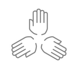 Hands of circle line icon. Partnership, support symbol