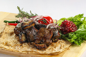Lamb liver barbeque with fat