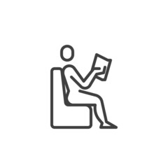 Relaxing person reading book line icon