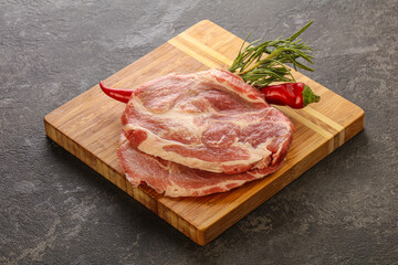 Raw pork meat neck steak