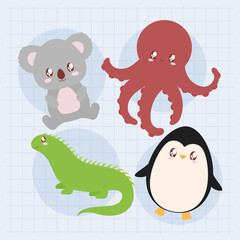 four baby animals