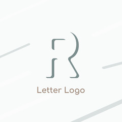 Elegant letter R logo as negative space icon creative