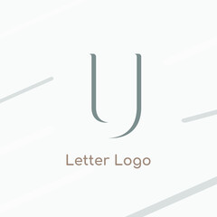 Elegant letter U logo as negative space icon creative
