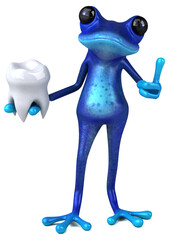 Fun blue frog - 3D Illustration