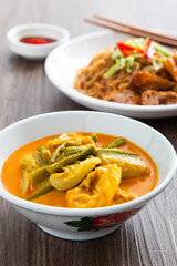 Mixed vegetable curry. Malaysian Chinese famous food