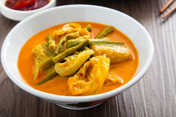 Mixed vegetable curry. Malaysian Chinese famous food