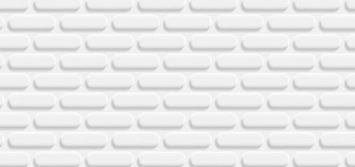 Abstract white background with convex 3d bricks creating pattern