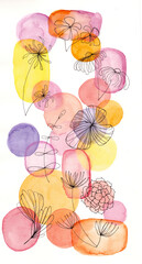Wildflowers. Watercolor drawing. Colorful flowers on white background
