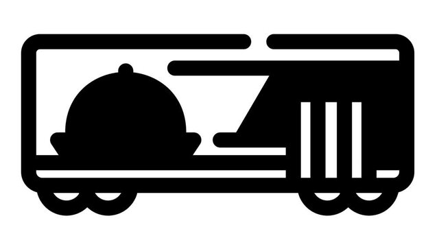 wagon restaurant animated line icon wagon restaurant sign. isolated on white background