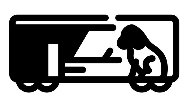 animal carriage railway service animated line icon animal carriage railway service sign. isolated on white background