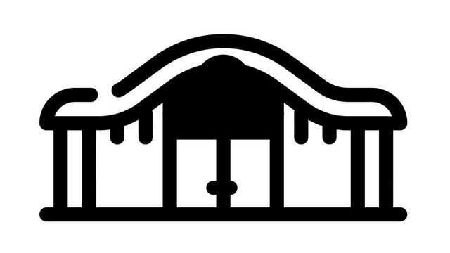 railway station animated line icon railway station sign. isolated on white background