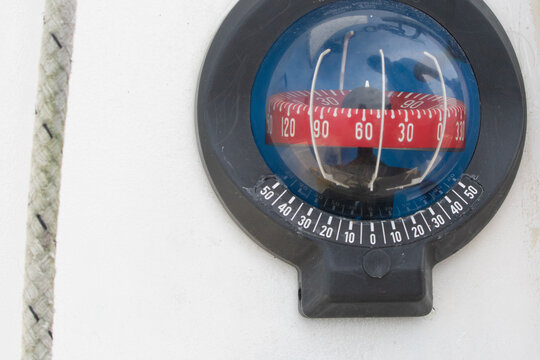 naval navigation campass and depth detector of the sea and ocean - close up