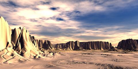 Alien Planet. Mountain. 3D rendering