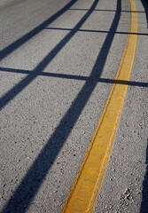 yellow lines on the pavement