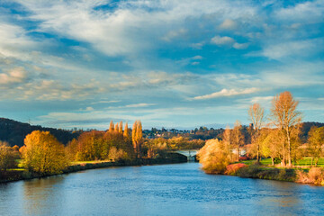 Fototapeta premium autumn landscape with lake