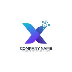 Letter X logo technology modern color