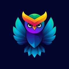 owl colorful gradient vector illustration