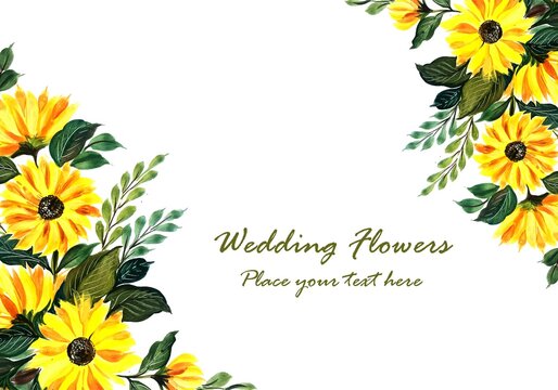 .Wedding Decorative Yellow Floral Frame Background