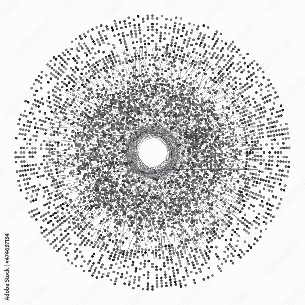 Fototapete big data abstract concept with dots and lines. from chaos to order visualization.