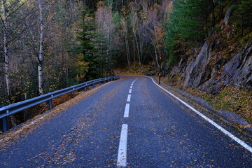 Roads in autumn of Principality of Andorra