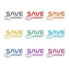 Save money icon isolated on white background, color set