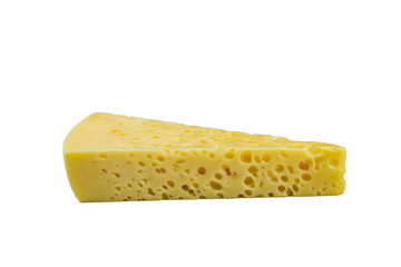Piece of swiss cheese isolated on a white background