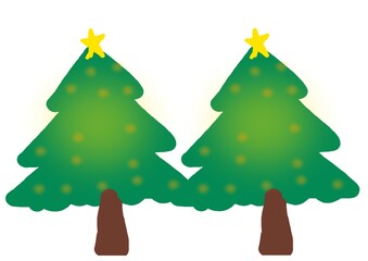 Christmas tree painting on white background.