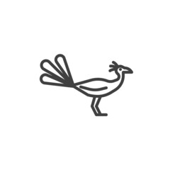 Peacock bird line icon