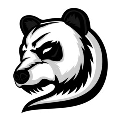 Panda bear animal icon on white background. 