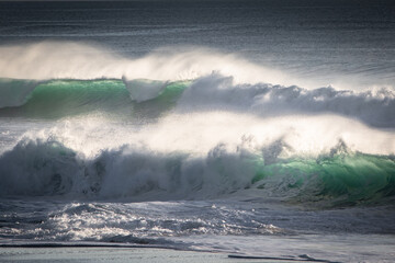 Powerful breaking waves in southwest of France