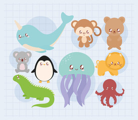 Fototapeta premium nine baby animals