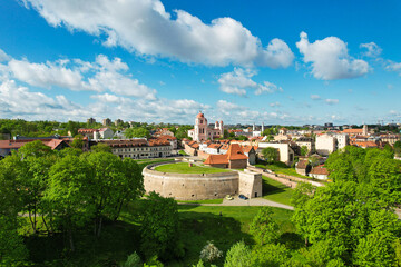 Obraz premium Aerial spring day view in sunny Vilnius old town