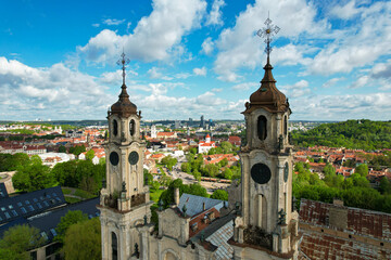 Fototapeta na wymiar Aerial spring day view in sunny Vilnius old town