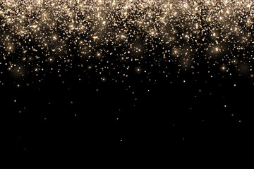 Bronze gold holiday shiny glitter on black background. Vector