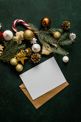 Christmas greeting card mock-up for festive invitation or xmas wish. Happy new year or merry...