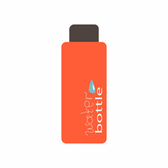 Sport, reusable red color bottle for water. Cute Vector illustration. 