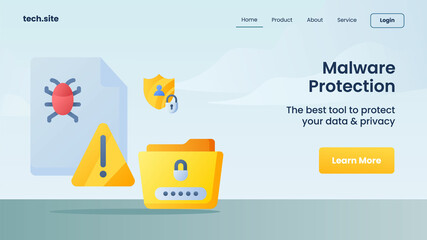 malware protection internet security protection technology concept for website landing homepage
