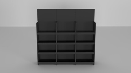 Superstore Product Display Shelfs 3D Render © Asad