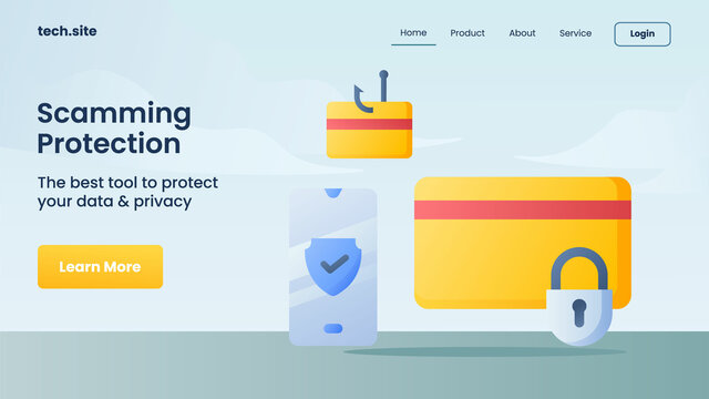 scamming protection internet security protection technology concept for website landing homepage