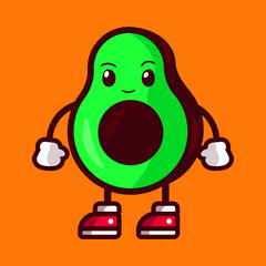 cute avocado fruit character vector