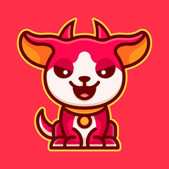 red cute evil dog character vector