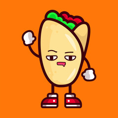 cute kebab food character vector