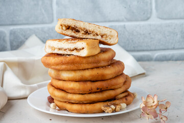 Sweet fried buns stuffed with sugar and nuts. Traditional dessert from South Korea.
