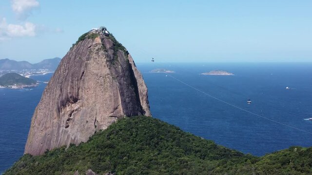 Aerial landscape of summer travel at Rio de Janeiro Brazil. Landmark of coast city. Tropical travel. Summer scenery.